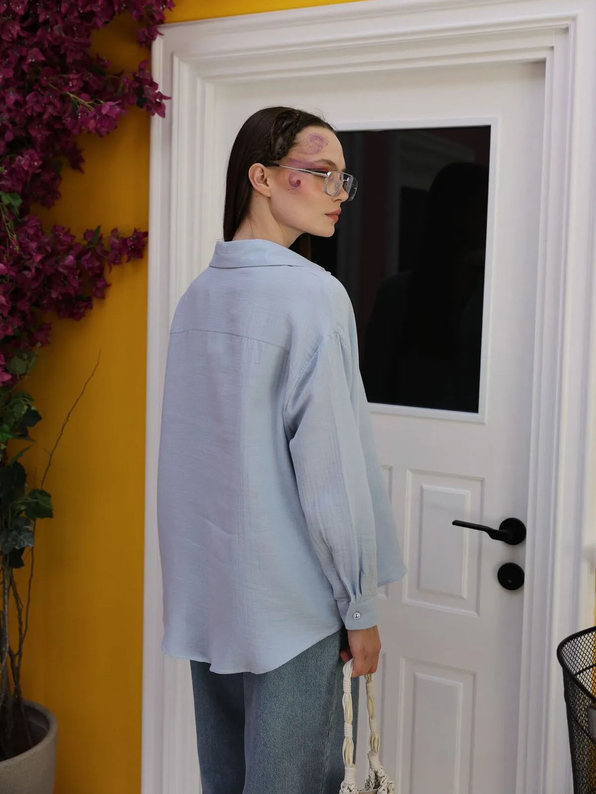 Uzun Kollu Bebe Mavisi Gömlek